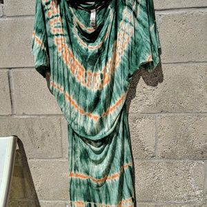 Tie dye orange and green slouchy dress